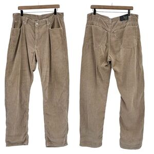 Vintage 90s Levi's L2 Corduroy Pants Relaxed Fit 100% Cotton Paper Tag Tan | 36"